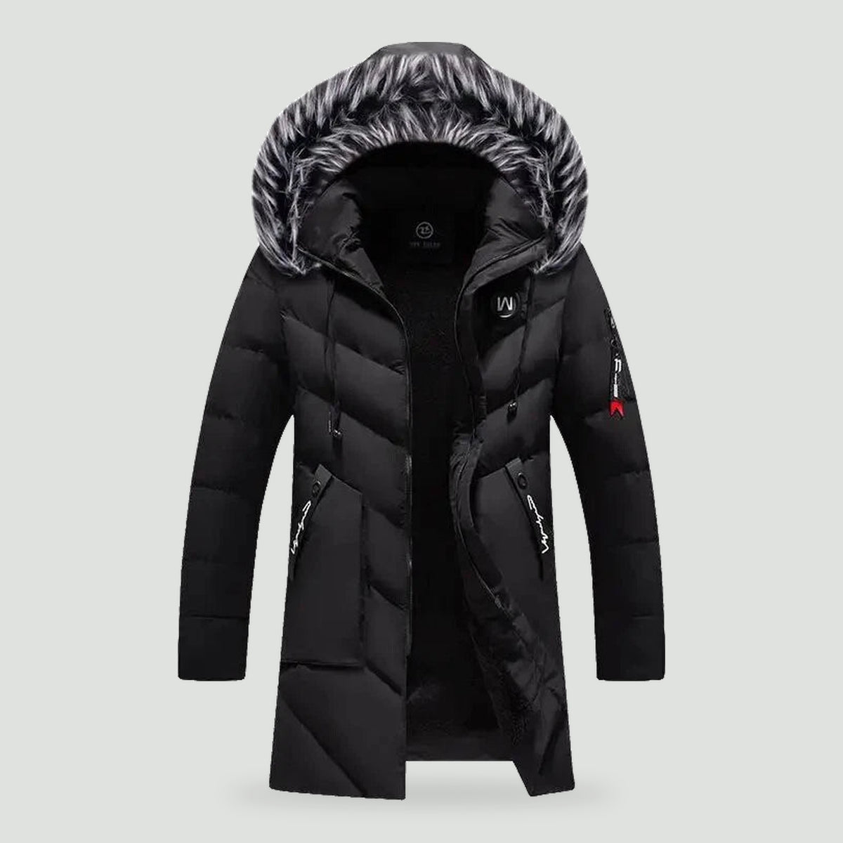 Kurtka zimowa męska długa parka - czarny