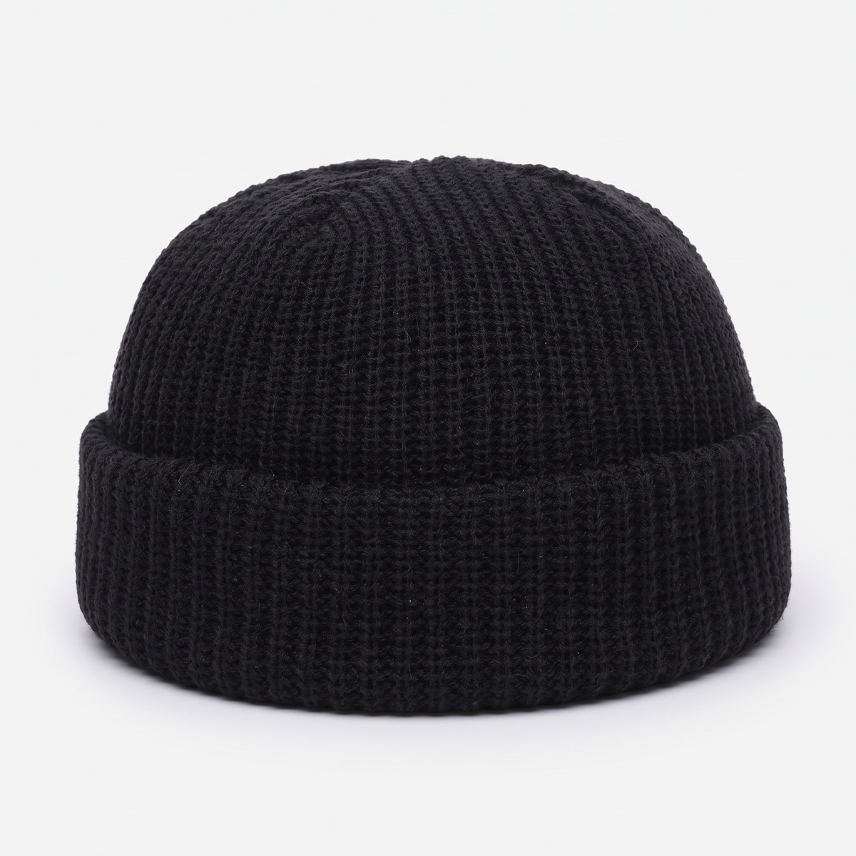Czapka beanie męska – krótka - z wywinięciem - gruby splot waflowy
