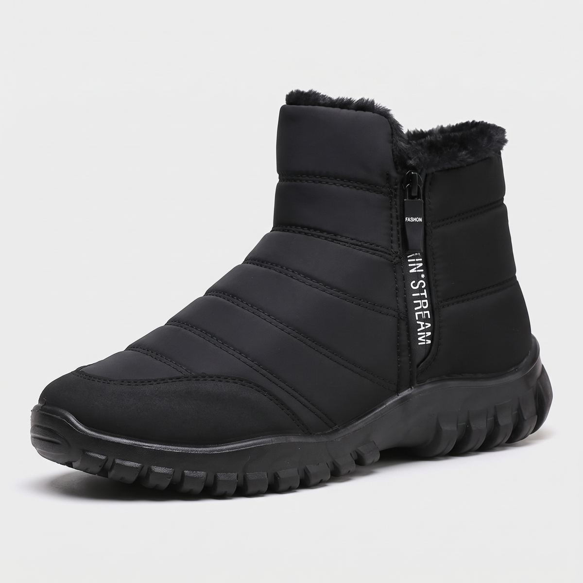 Buty zimowe męskie na zamek, kolor czarny