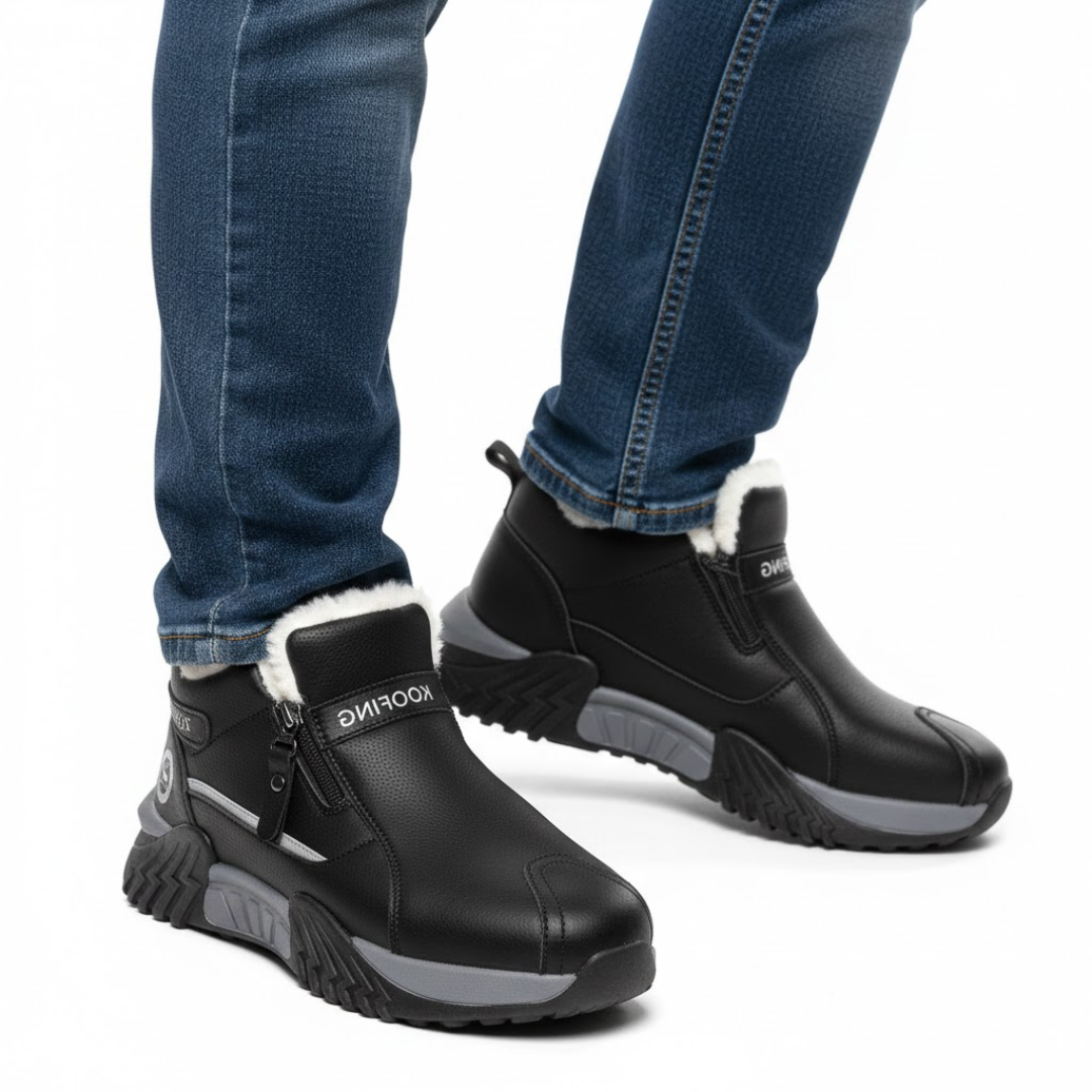 Buty zimowe męskie ocieplane na zamek - zdjęcie 2