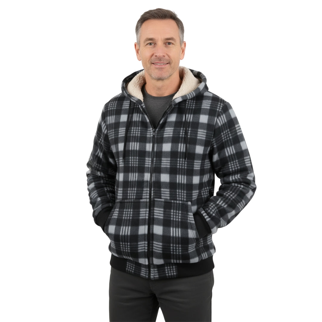 Kurtka koszulowa męska flanelowa w kratę - zdjęcie modela