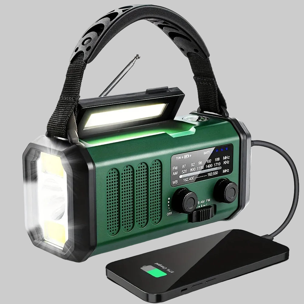 Radio awaryjne z panelem solarnym i korbką – powerbank 10 000 mAh