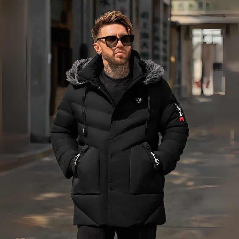 Kurtka zimowa męska długa parka - zdjęcie modela
