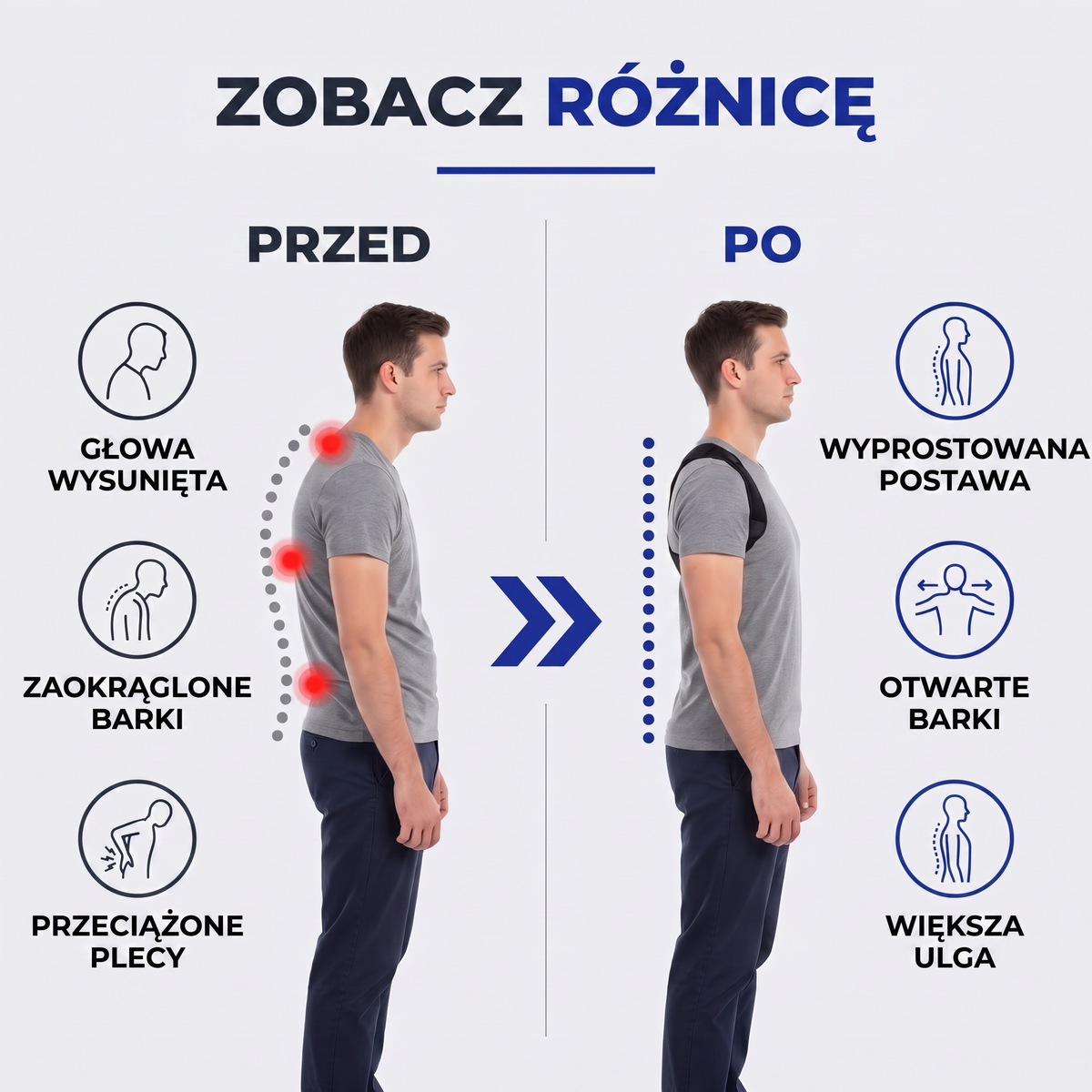 Korektor postawy pleców regulowany - szczegóły