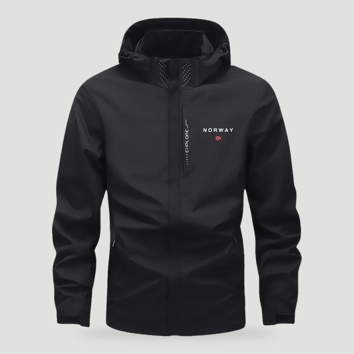Kurtka przeciwdeszczowa męska z kapturem - czarny