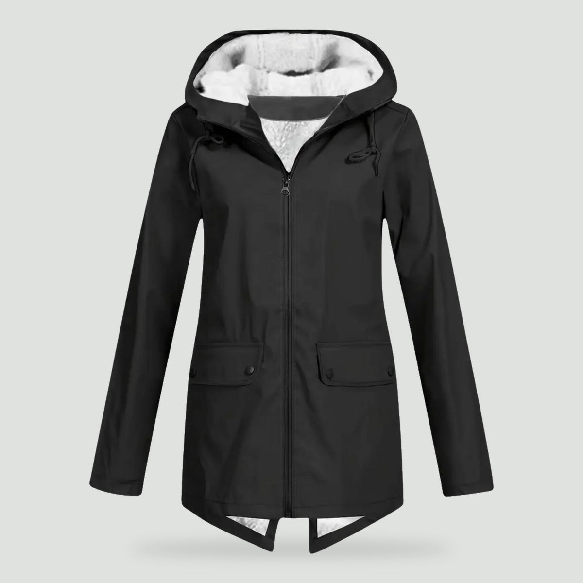 Fleece lined raincoat in Black