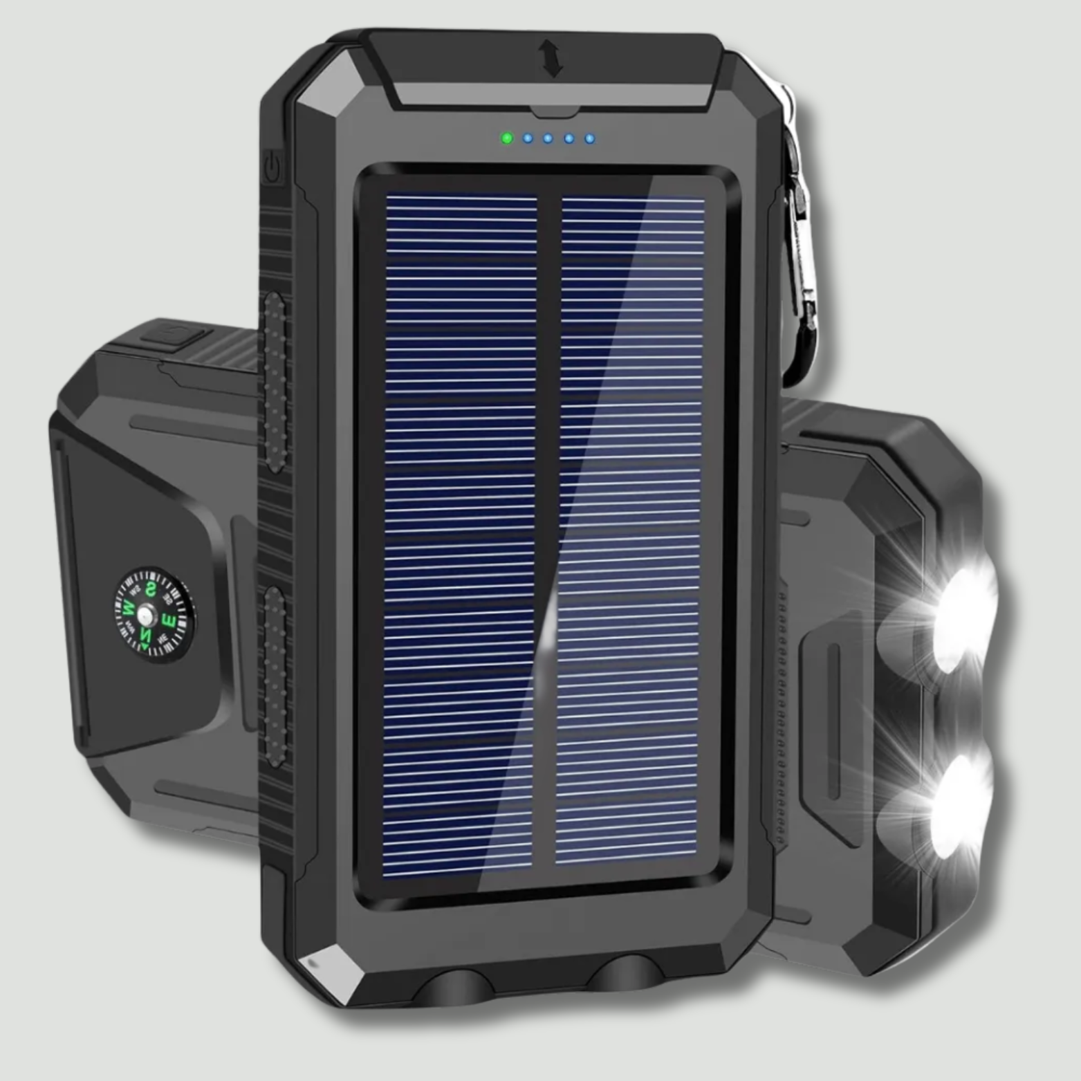 Solarny Powerbank 10000 mAh – Wodoodporne Zapasowe Zasilanie do Użytku Outdoorowego