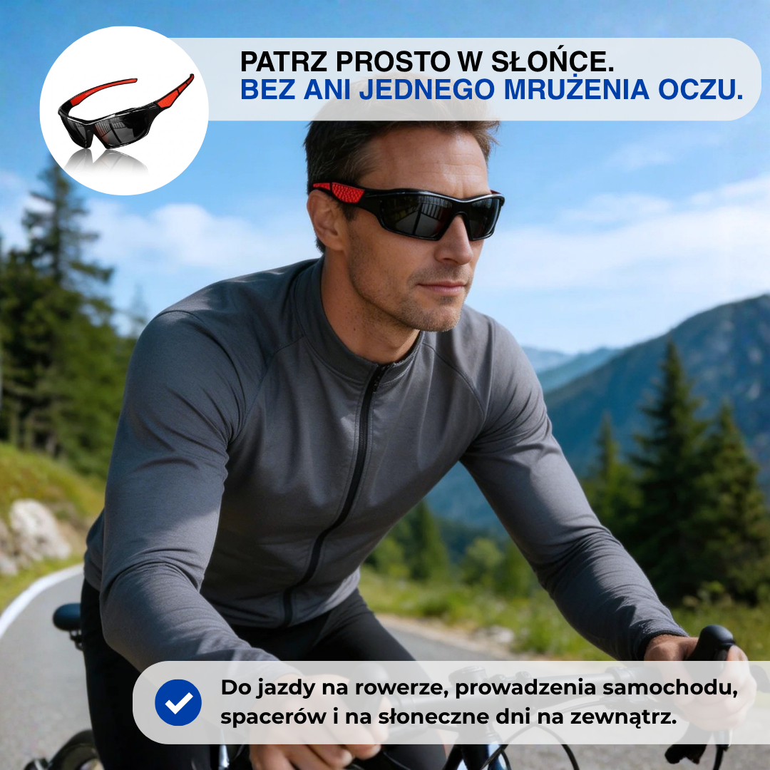 Okulary polaryzacyjne sportowe UV400 – soczewki HD – wędkarstwo i rower