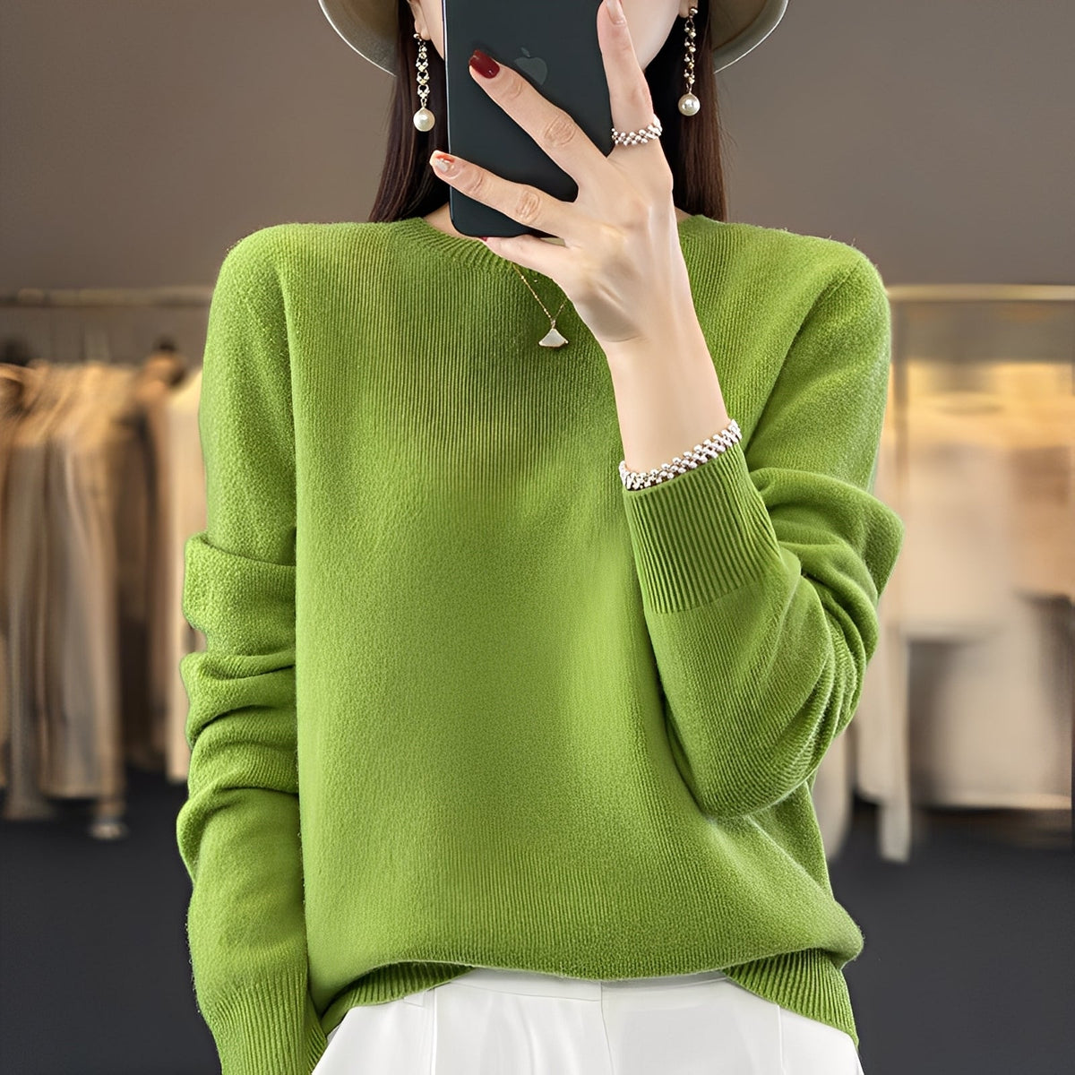 Elegancki sweter damski z okrągłym dekoltem | Klasyczny fason