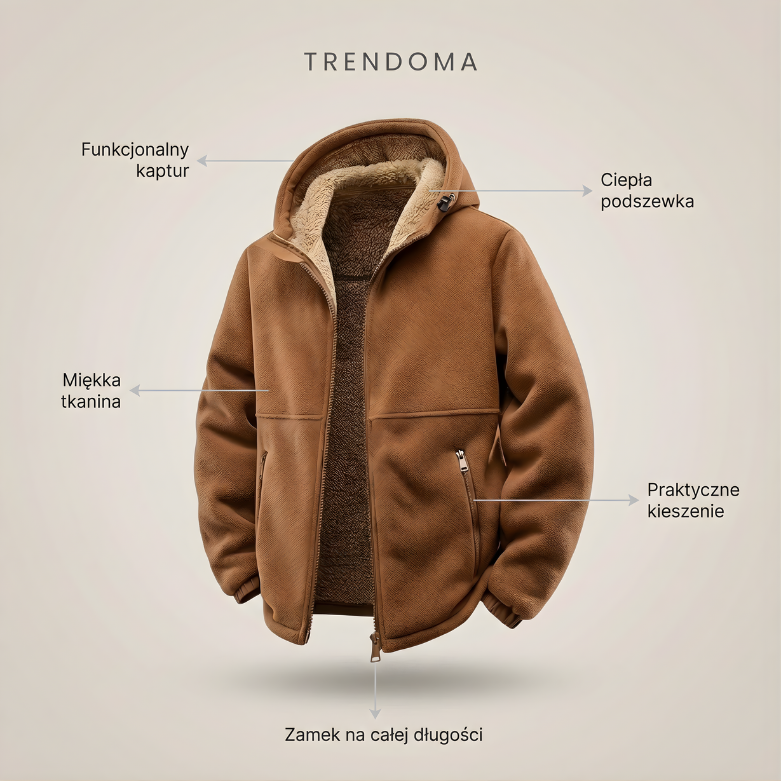 Bluza męska | Ocieplany fason z kapturem i zamkiem