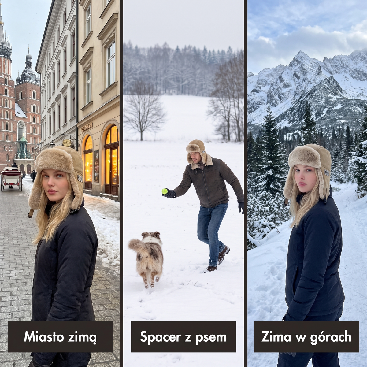 Czapka uszatka w mieście, na spacerze z psem i w górach