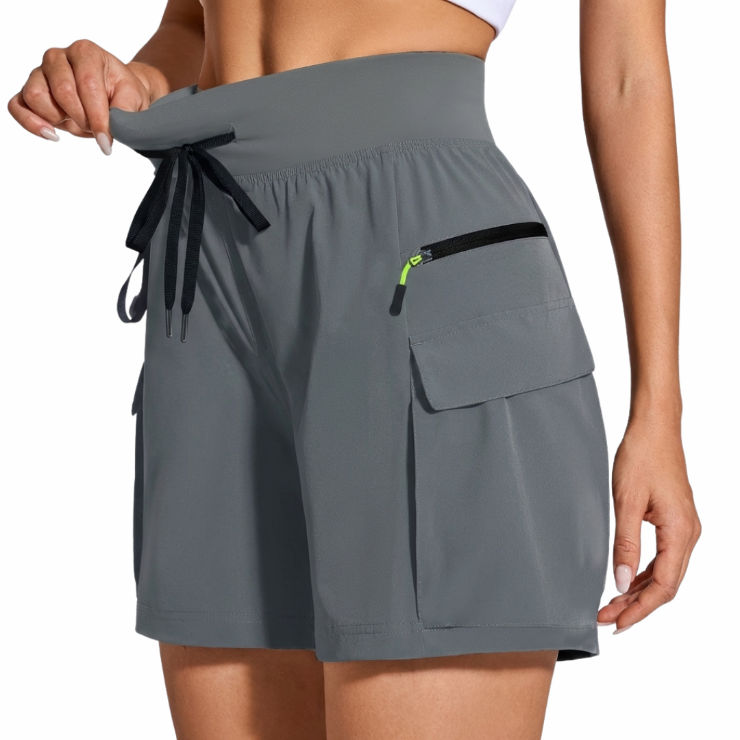 Szybkoschnące spodenki bojówki damskie – wysoki stan – outdoor i rower