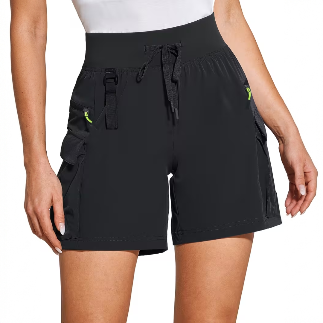 Szybkoschnące spodenki bojówki damskie – wysoki stan – outdoor i rower