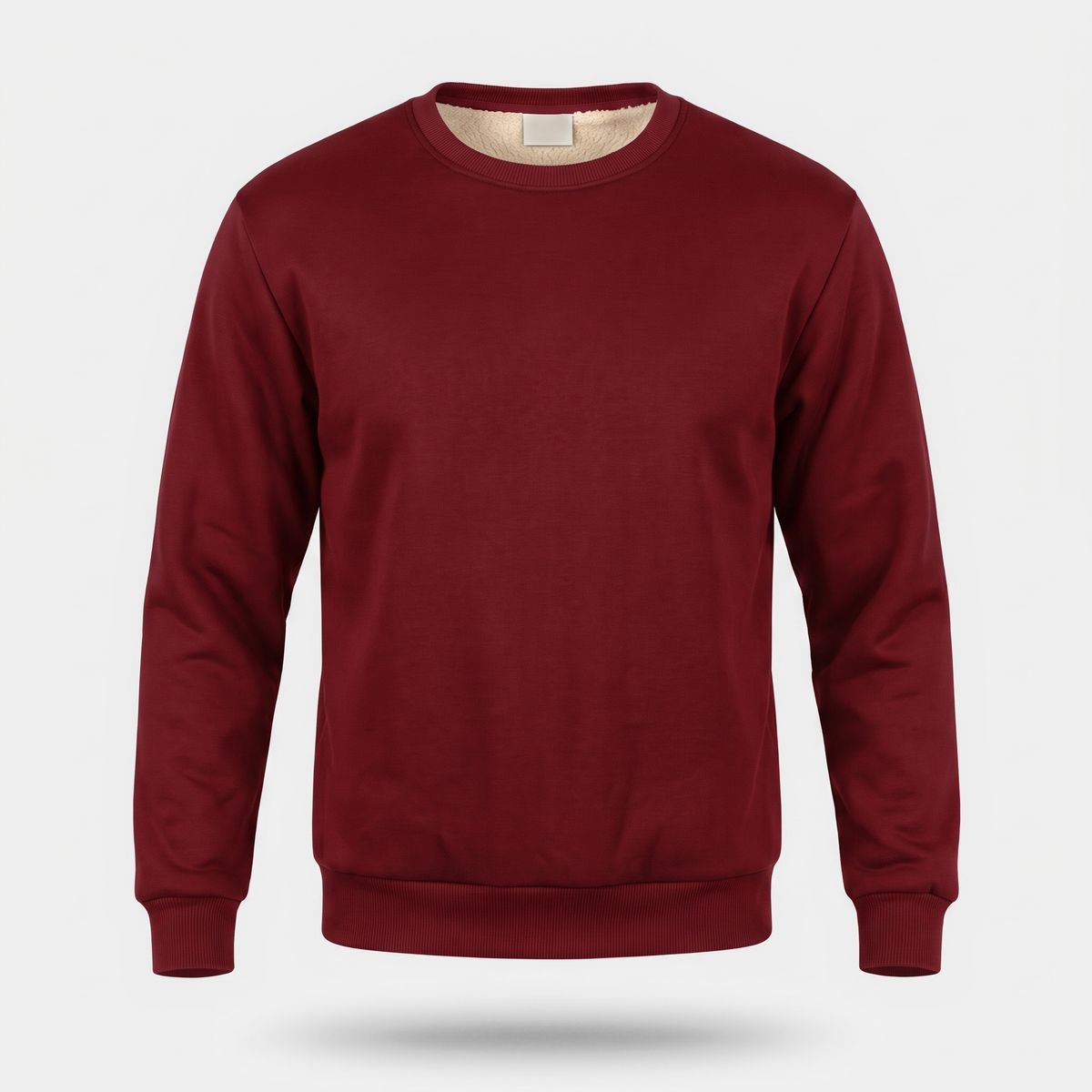 Bluza męska bez kaptura – ocieplana misiem sherpa - prążkowane ściągacze