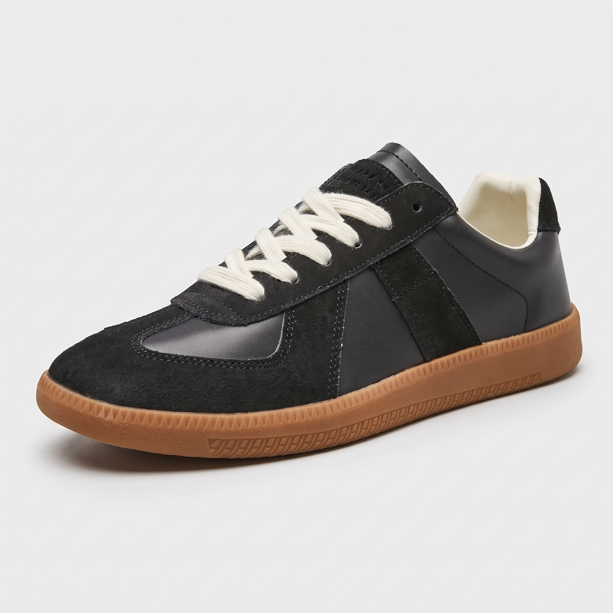 Sneakersy damskie i męskie retro czarne - niskie trampki z karmelową podeszwą