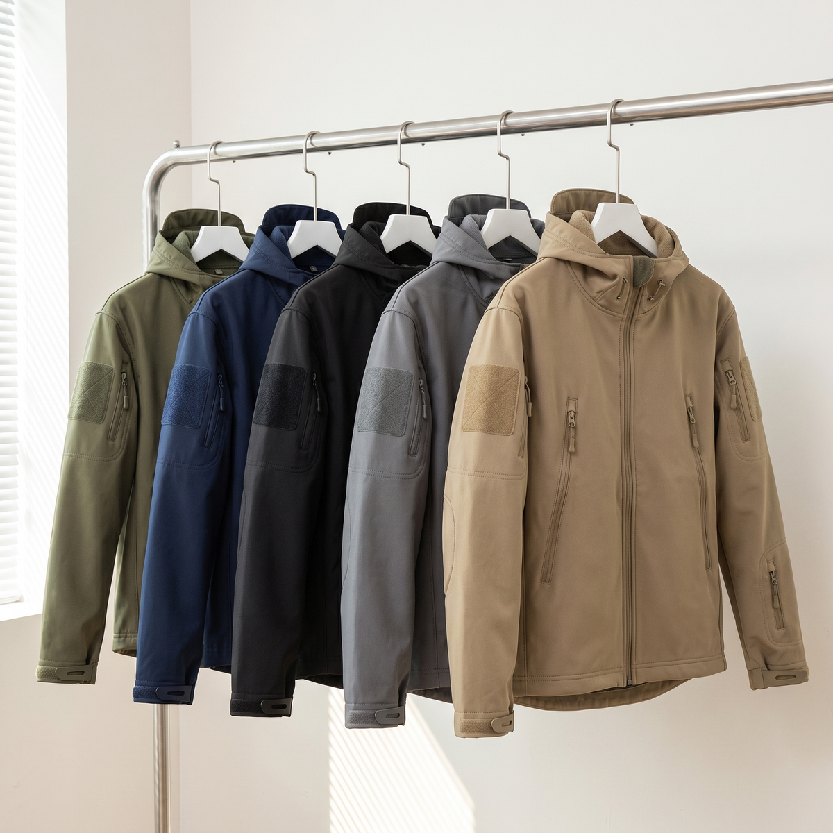 Kurtka softshell męska z polarem – taktyczna - chowany kaptur - do 5XL