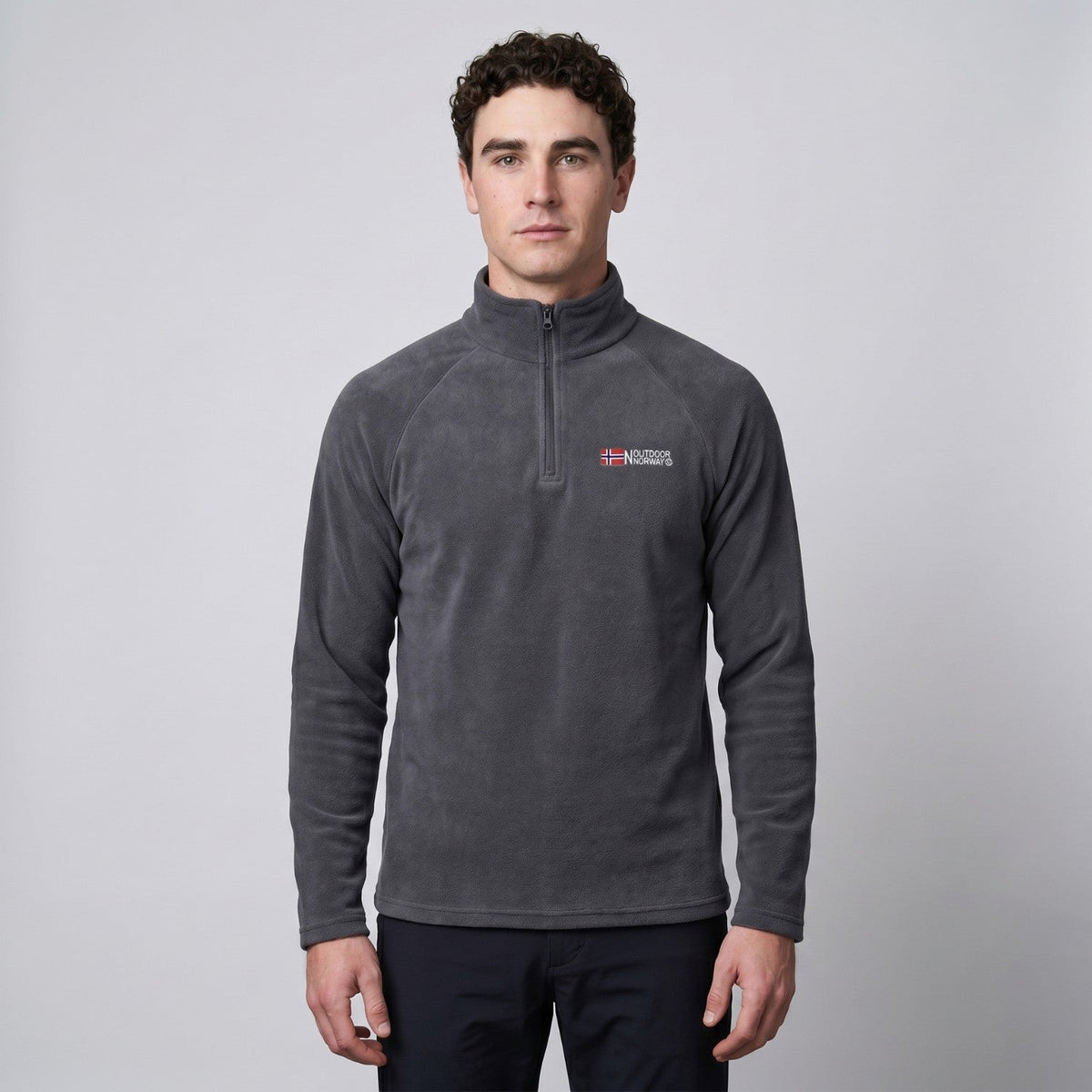 Polar męski half zip – bluza ze stójką - szybkoschnąca - odporna na mechacenie