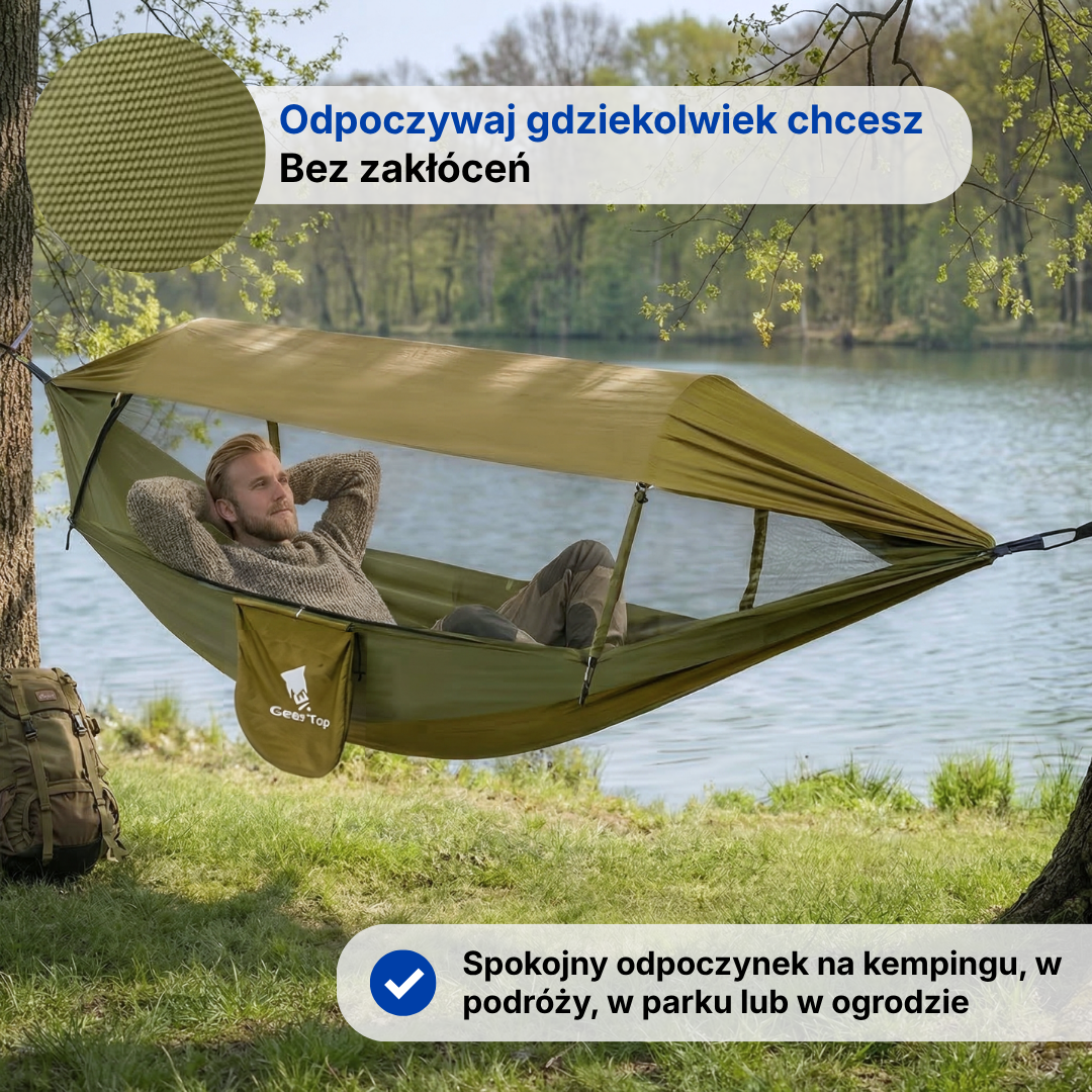 Hamak outdoorowy 3 w 1 – Moskitiera – Osłona przeciwsłoneczna