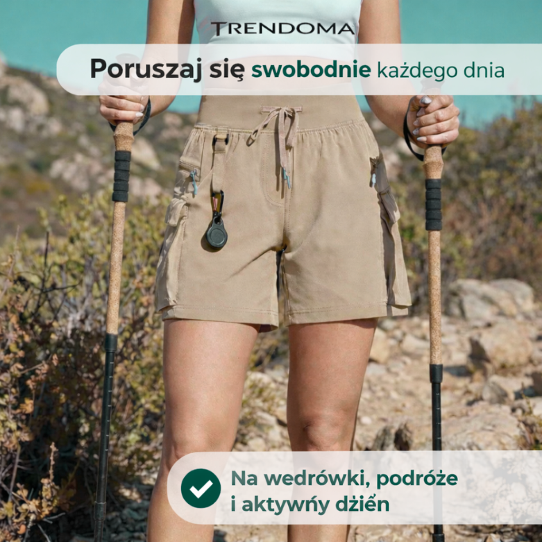 Damskie spodenki sportowe – lekkie z kieszeniami na zamek i sznurkiem