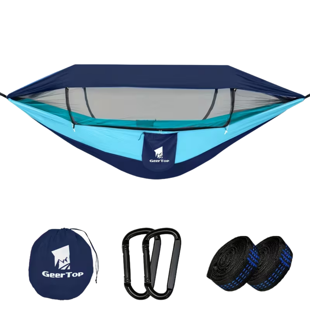Hamak outdoorowy 3 w 1 – Moskitiera – Osłona przeciwsłoneczna