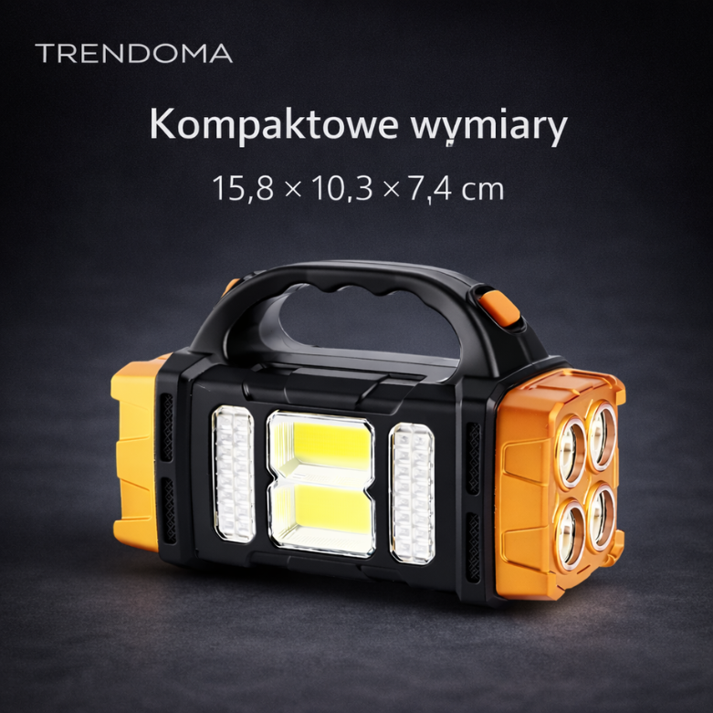 Latarka wielofunkcyjna 4w1 z ładowaniem solarnym i funkcją powerbanku