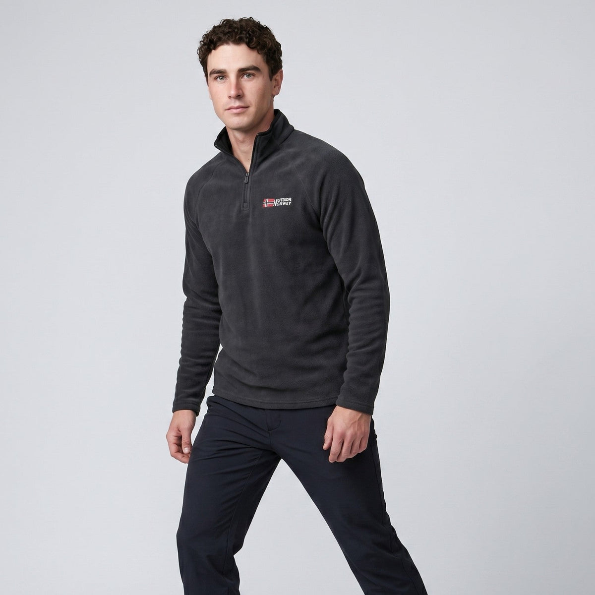 Polar męski half zip – bluza ze stójką - szybkoschnąca - odporna na mechacenie