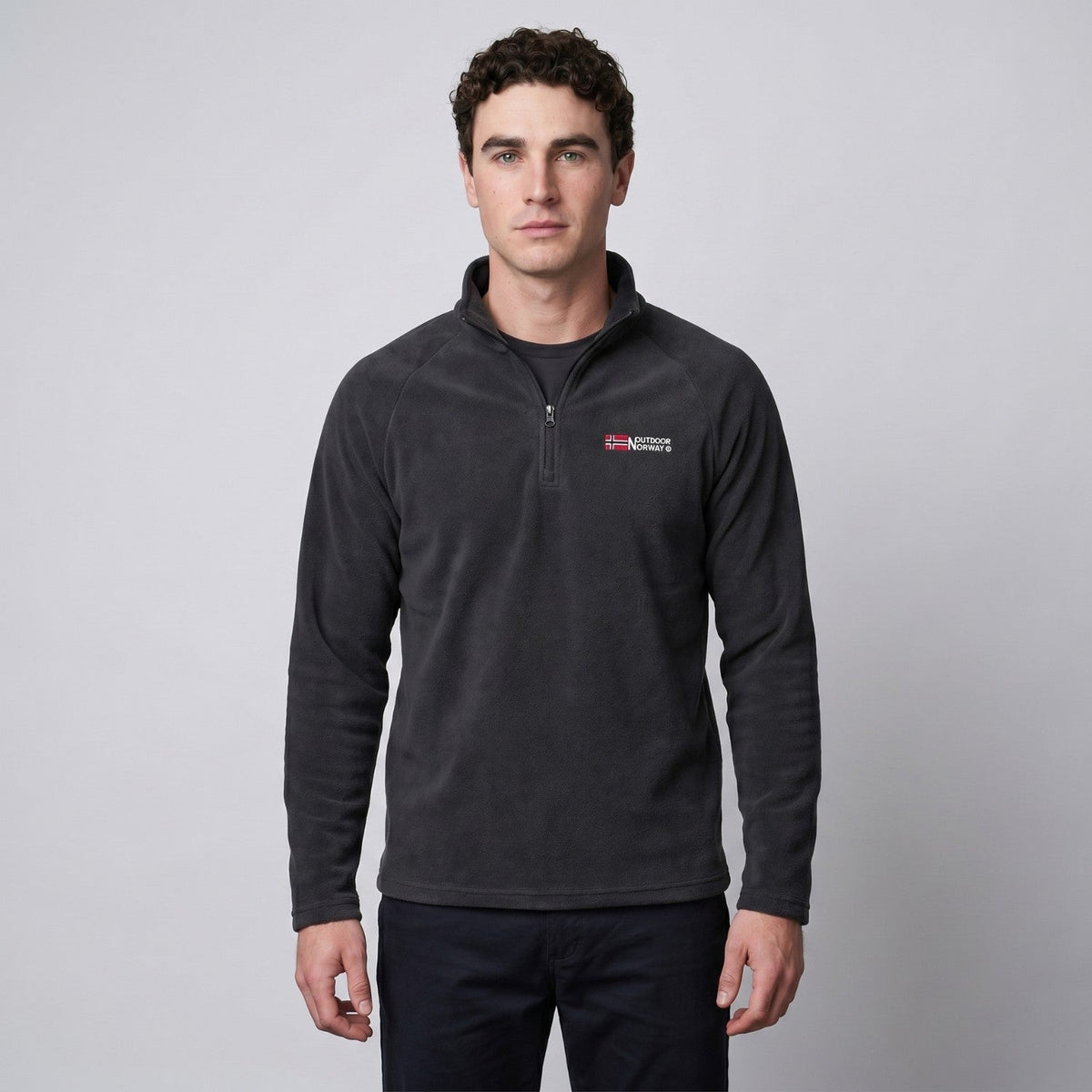 Polar męski half zip – bluza ze stójką - szybkoschnąca - odporna na mechacenie