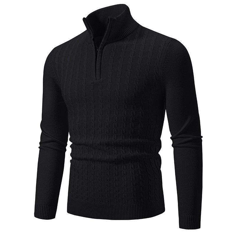 Sweter męski z wzorem warkoczowym | Klasyczny fason z kołnierzem