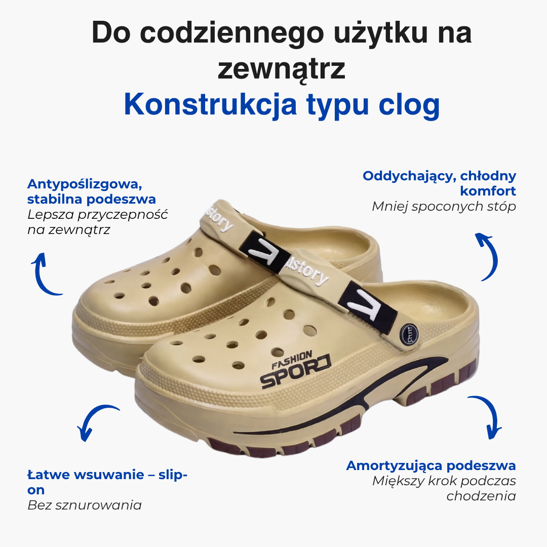 Klapki sandały męskie – antypoślizgowa podeszwa i pasek na piętę – outdoor