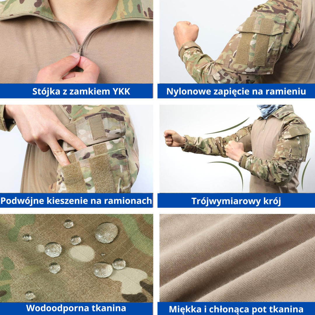 Męska koszula taktyczna – stretch ripstop i kamuflaż – outdoor i strzelectwo