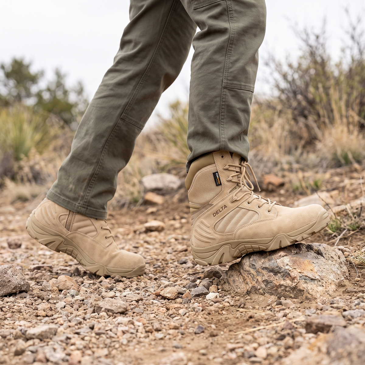 Buty trekkingowe męskie taktyczne – wysokie - zamek z boku - zamsz i nylon