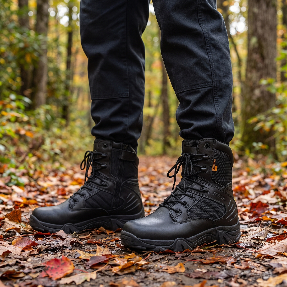Buty trekkingowe męskie taktyczne – wysokie - zamek z boku - zamsz i nylon