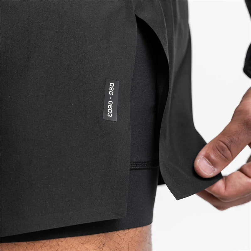 Męskie spodenki sportowe 2-w-1 | Model treningowy do biegania i fitnessu