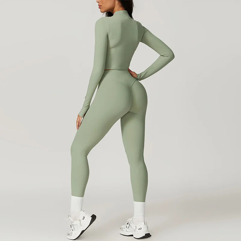 Zestaw sportowy damski 3-częściowy | Legginsy - top i bluza