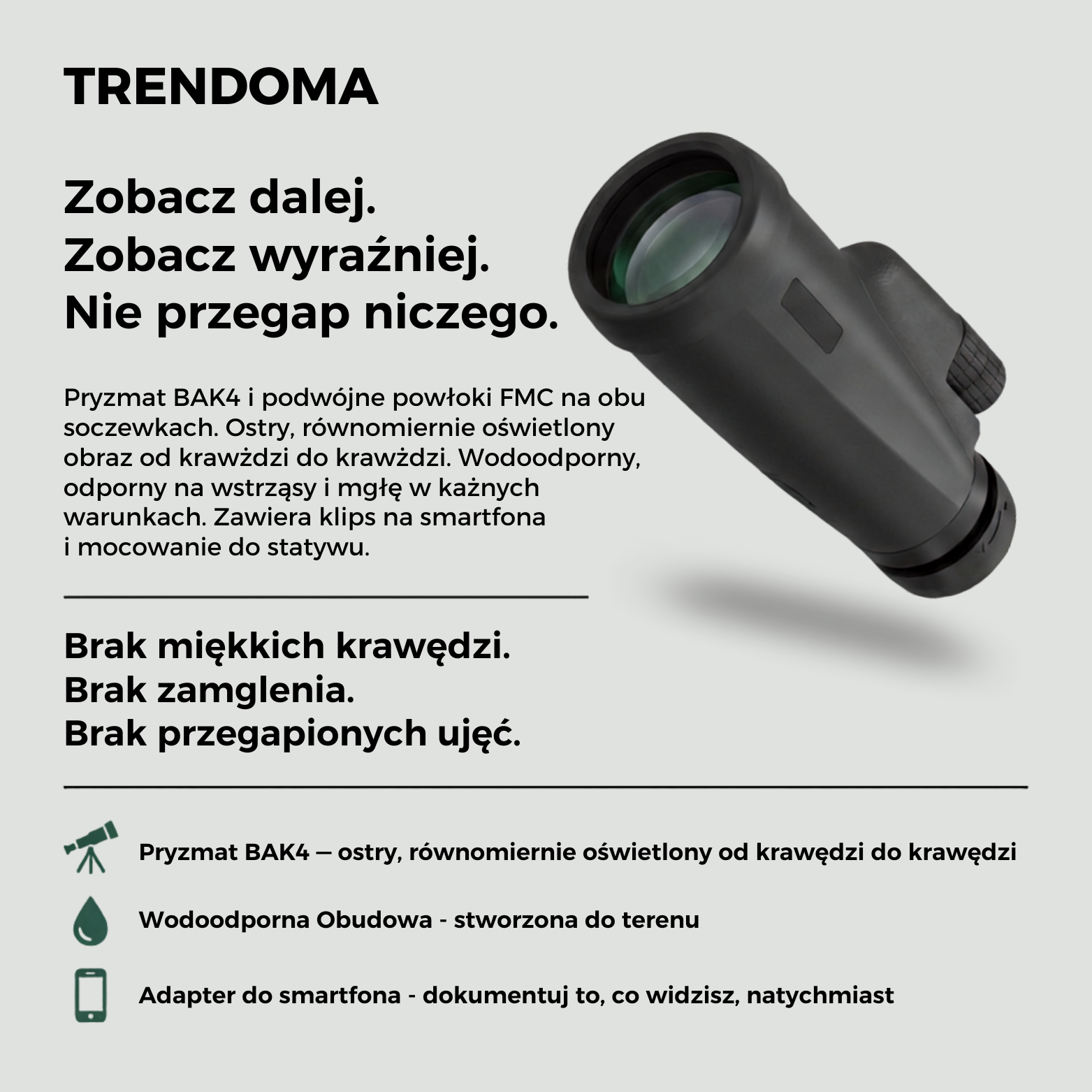 Wodoodporny Monokular 12x50 – Optyka z Pryzmatem BAK4 do Obserwacji na Świeżym Powietrzu