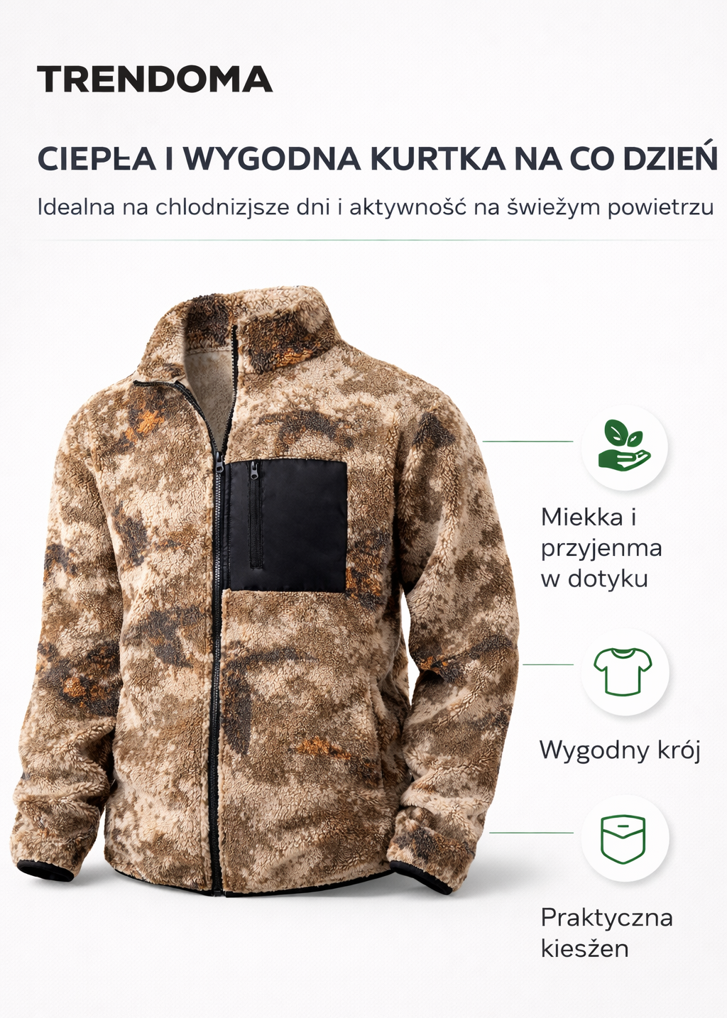 Męska kurtka polarowa z zamkiem – wygodny model na chłodniejsze dni