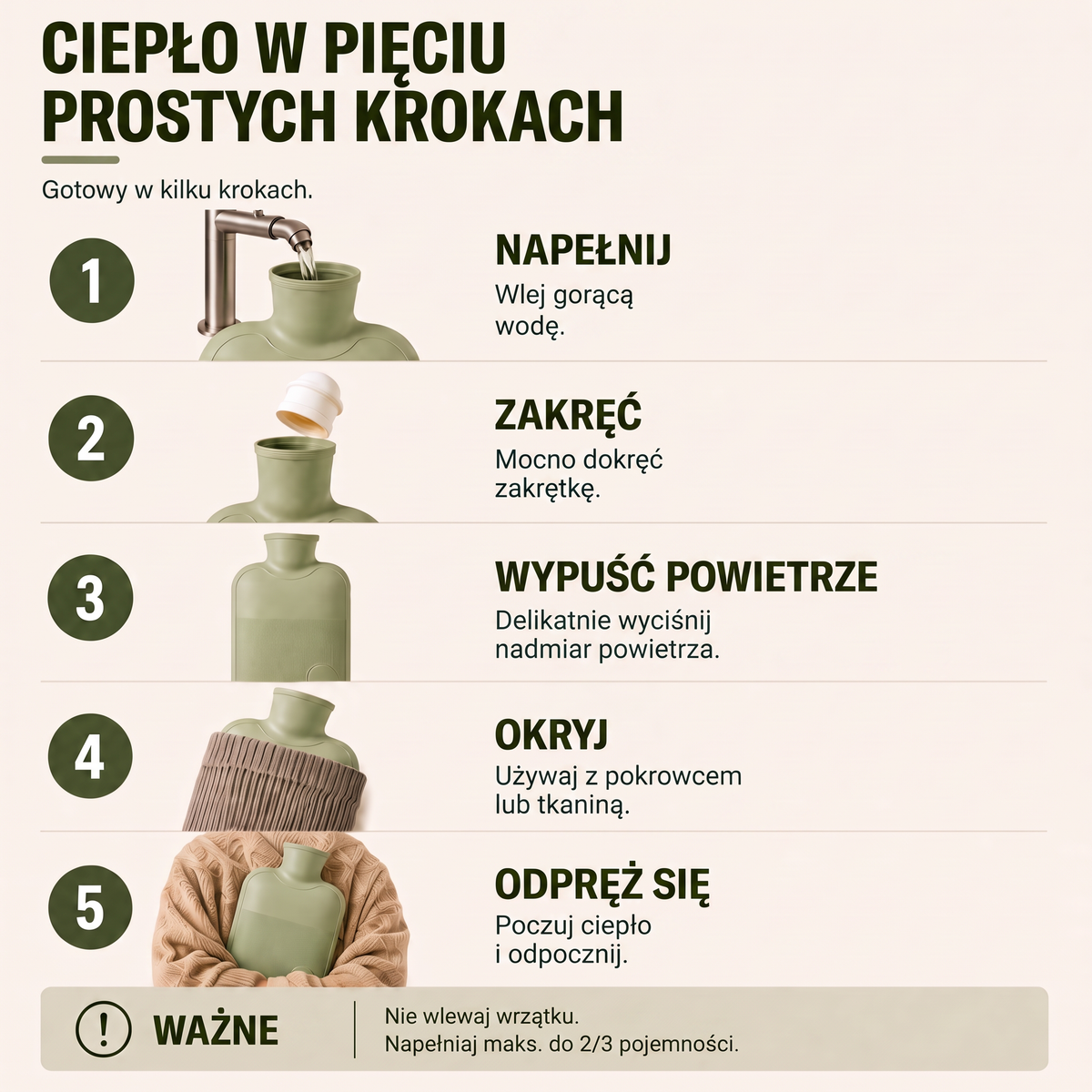 Termofor duży 2 l - instrukcja w pięciu krokach