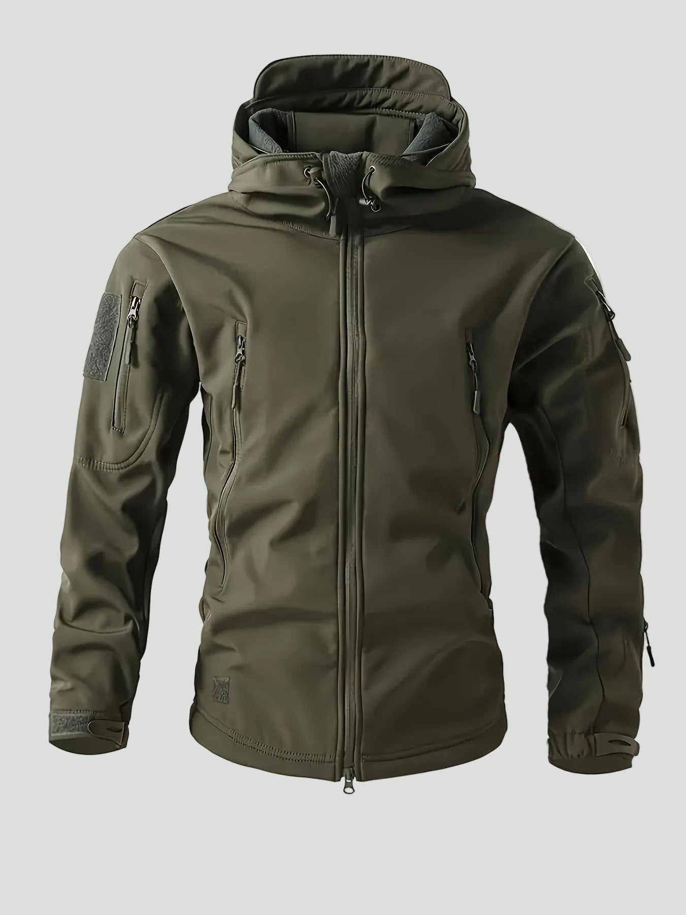 Męski zestaw z ociepleniem polarowym – kurtka z kapturem i spodnie do użytkowania outdoorowego