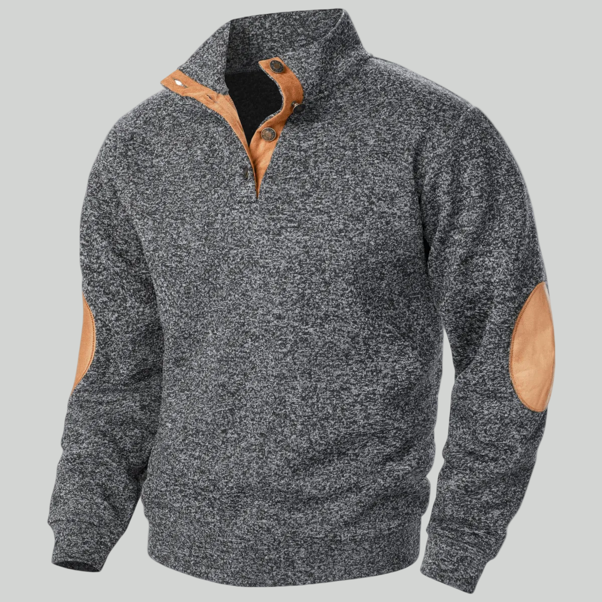 Męski dzianinowy sweter outdoorowy – model ze stójką