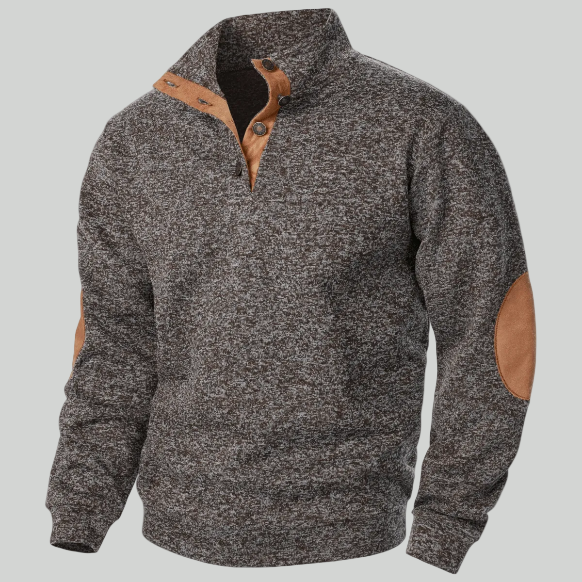 Męski dzianinowy sweter outdoorowy – model ze stójką