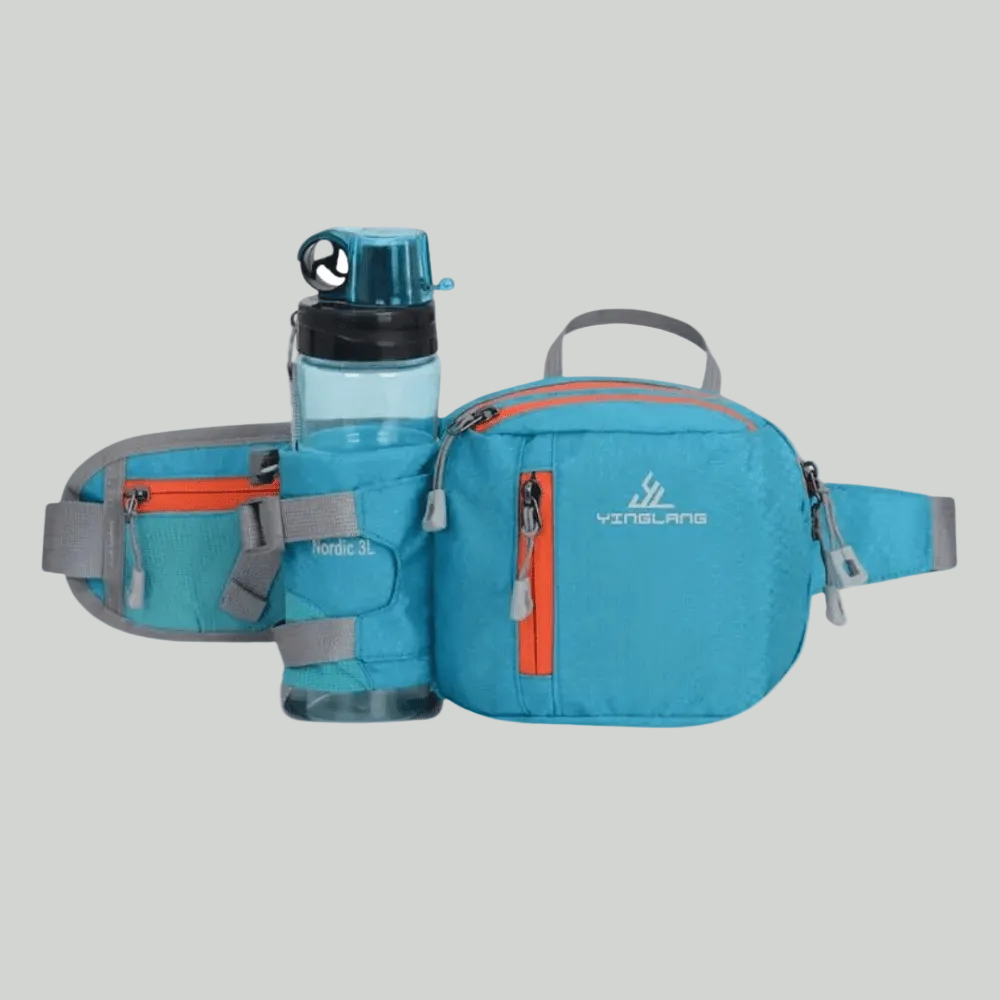 Lekka saszetka outdoorowa na pas – model z uchwytem na bidon