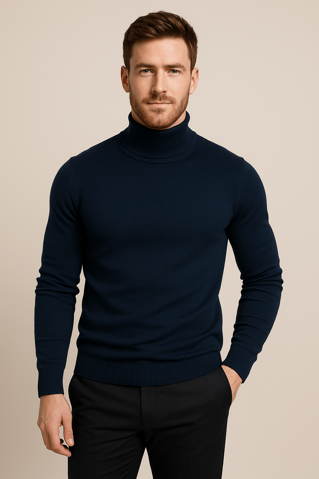 Sweter męski z golfem | Dopasowany fason i klasyczny styl