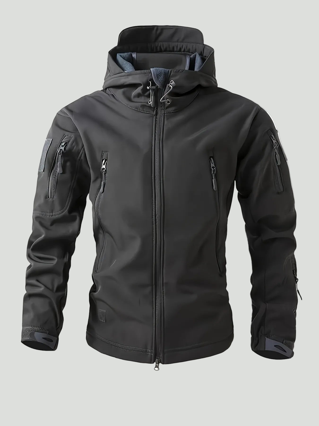 Męski zestaw z ociepleniem polarowym – kurtka z kapturem i spodnie do użytkowania outdoorowego