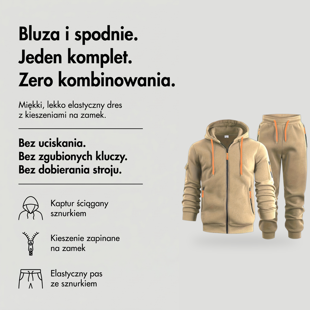 Komplet dresowy męski z kapturem - najważniejsze zalety