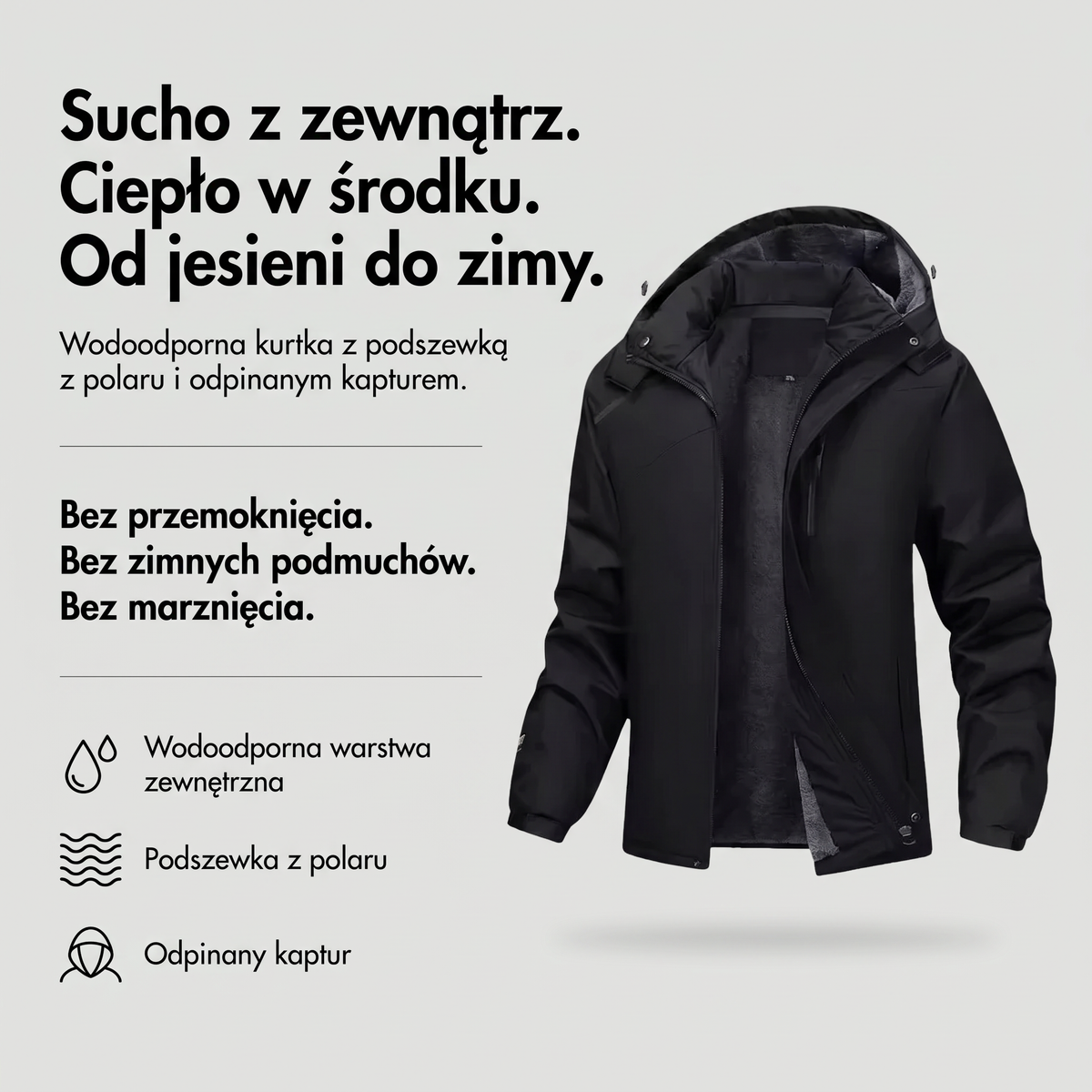 Kurtka przejściowa męska wodoodporna z polarem - najważniejsze zalety