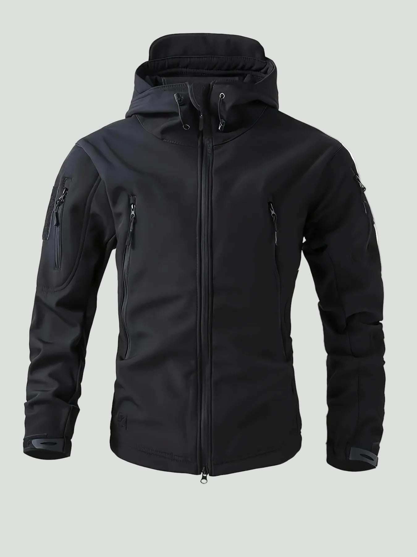 Męski zestaw z ociepleniem polarowym – kurtka z kapturem i spodnie do użytkowania outdoorowego