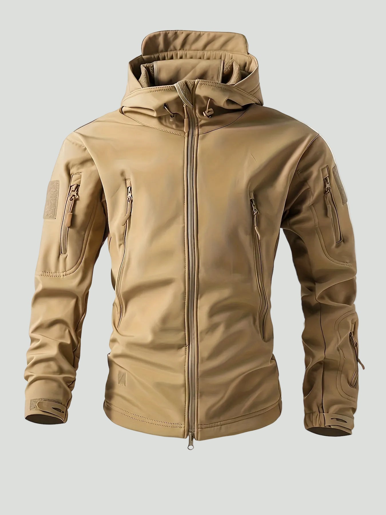 Męski zestaw z ociepleniem polarowym – kurtka z kapturem i spodnie do użytkowania outdoorowego