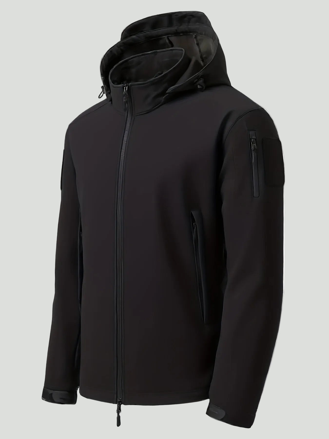 Męska kurtka softshell outdoorowa w kamuflażu – model z kapturem