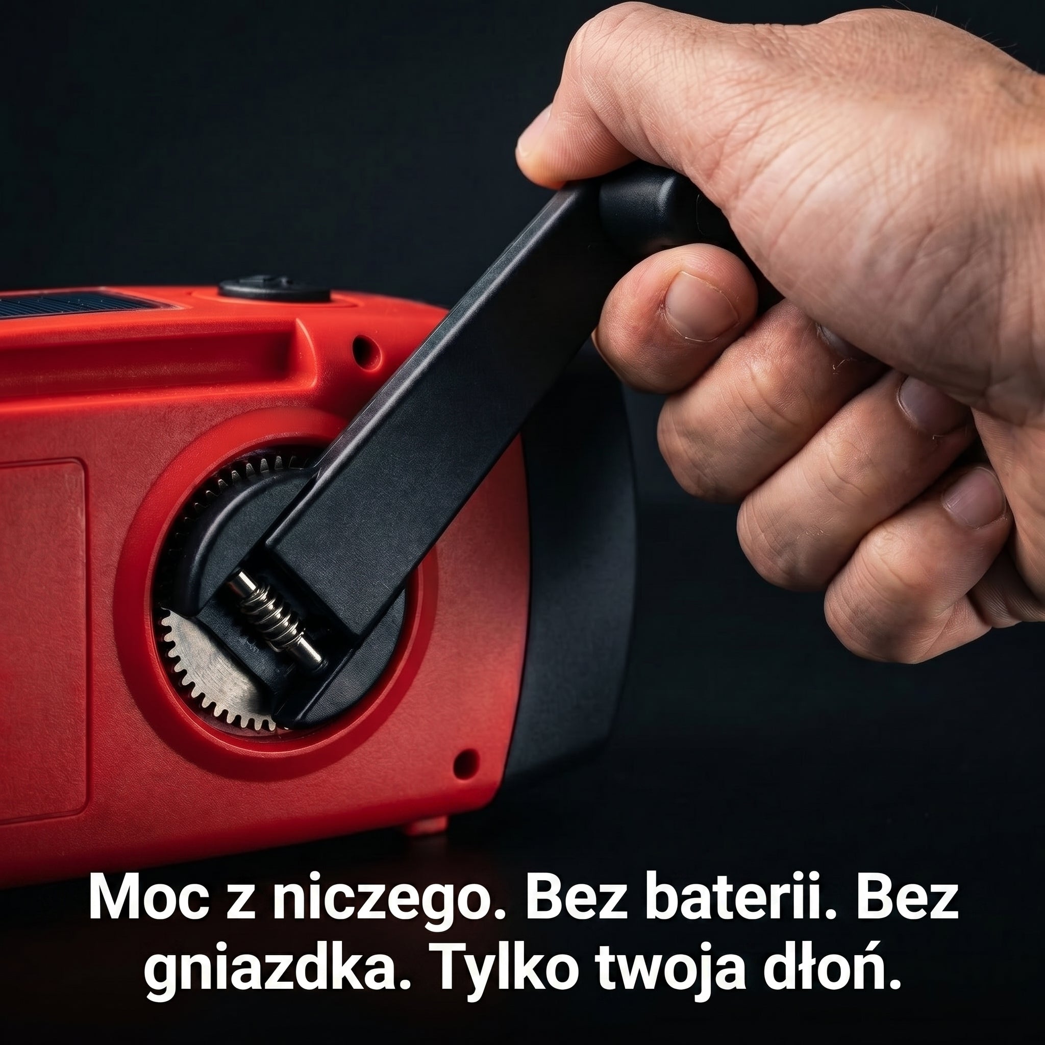 Radio awaryjne z korbką – solarne, AM/FM, latarka LED – survival i kemping