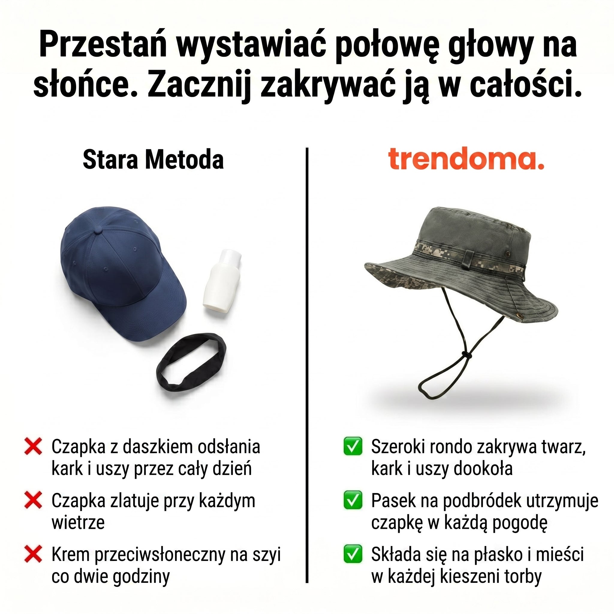 Kapelusz wędkarski męski przeciwsłoneczny – szerokie rondo, składany – outdoor